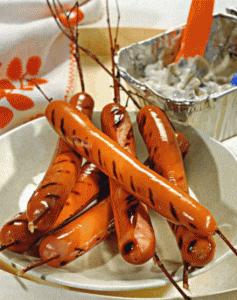 Сосиски гриль с грибами